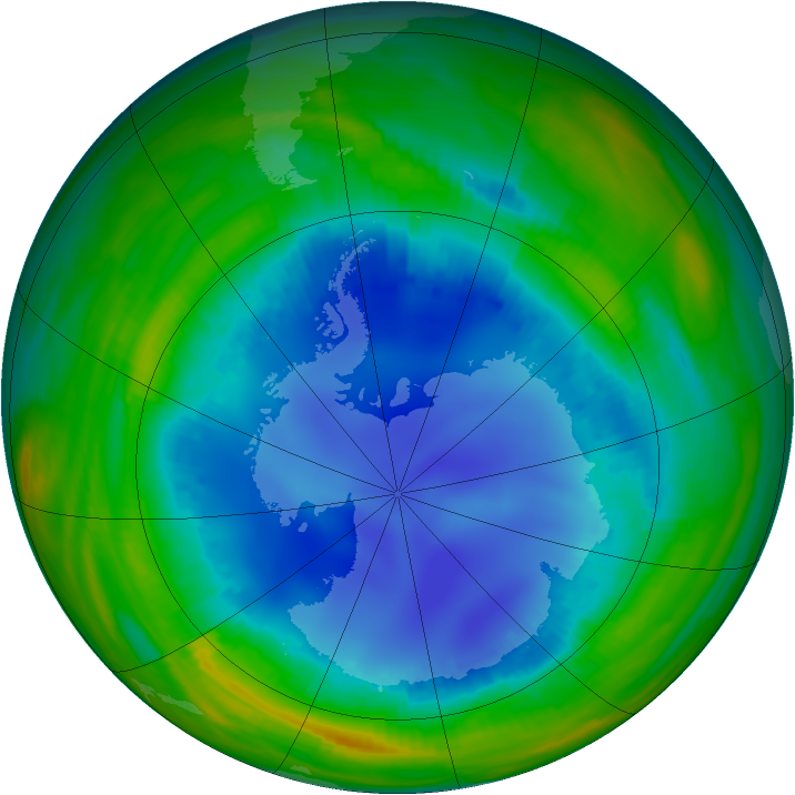 Antarctic ozone map for 10 August 1998